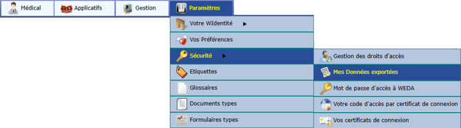 Paramètres - Sécurité - Mes données exportées